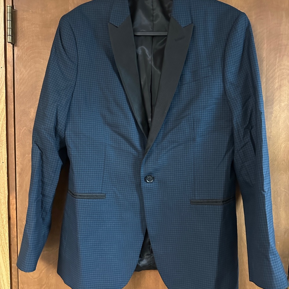 Men's J. Ferrar Slim Blue Checkered Blazer